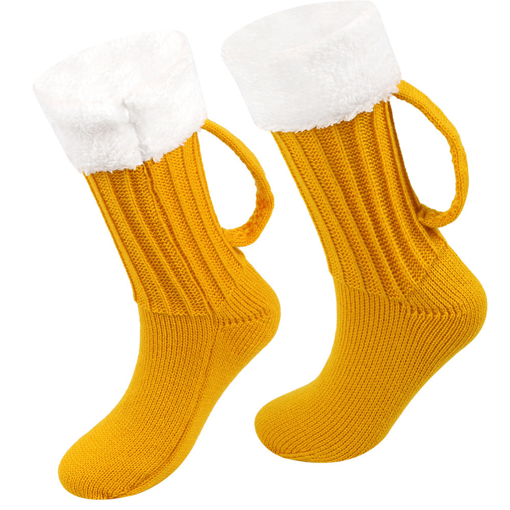 Wholesale Beer Socks Thick Woolen Socks Autumn and Winter Knitted Warm Mid-calf Socks