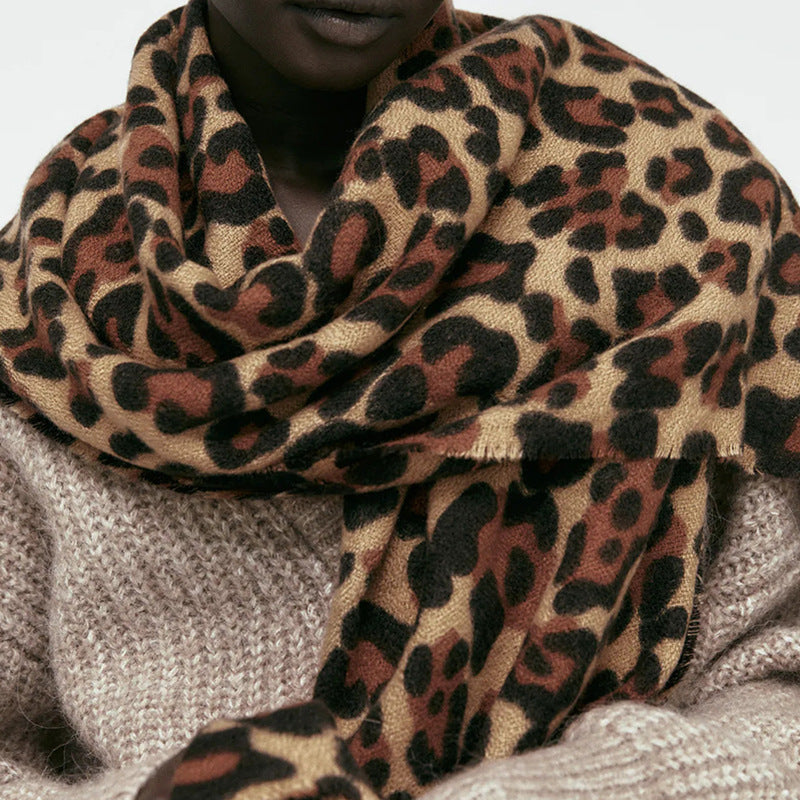 Wholesale Leopard Print Imitation Cashmere Thickened Warm Scarves