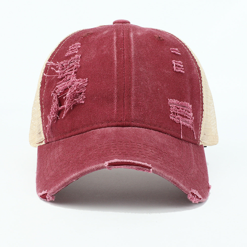 Wholesale Retro Solid Color Light Plate Hole Washed Sunshade Hat