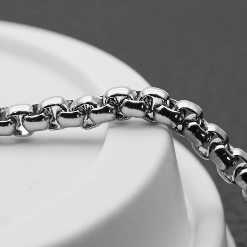 Collares de acero para hombres de cadena de perla cuadrada de acero inoxidable al por mayor