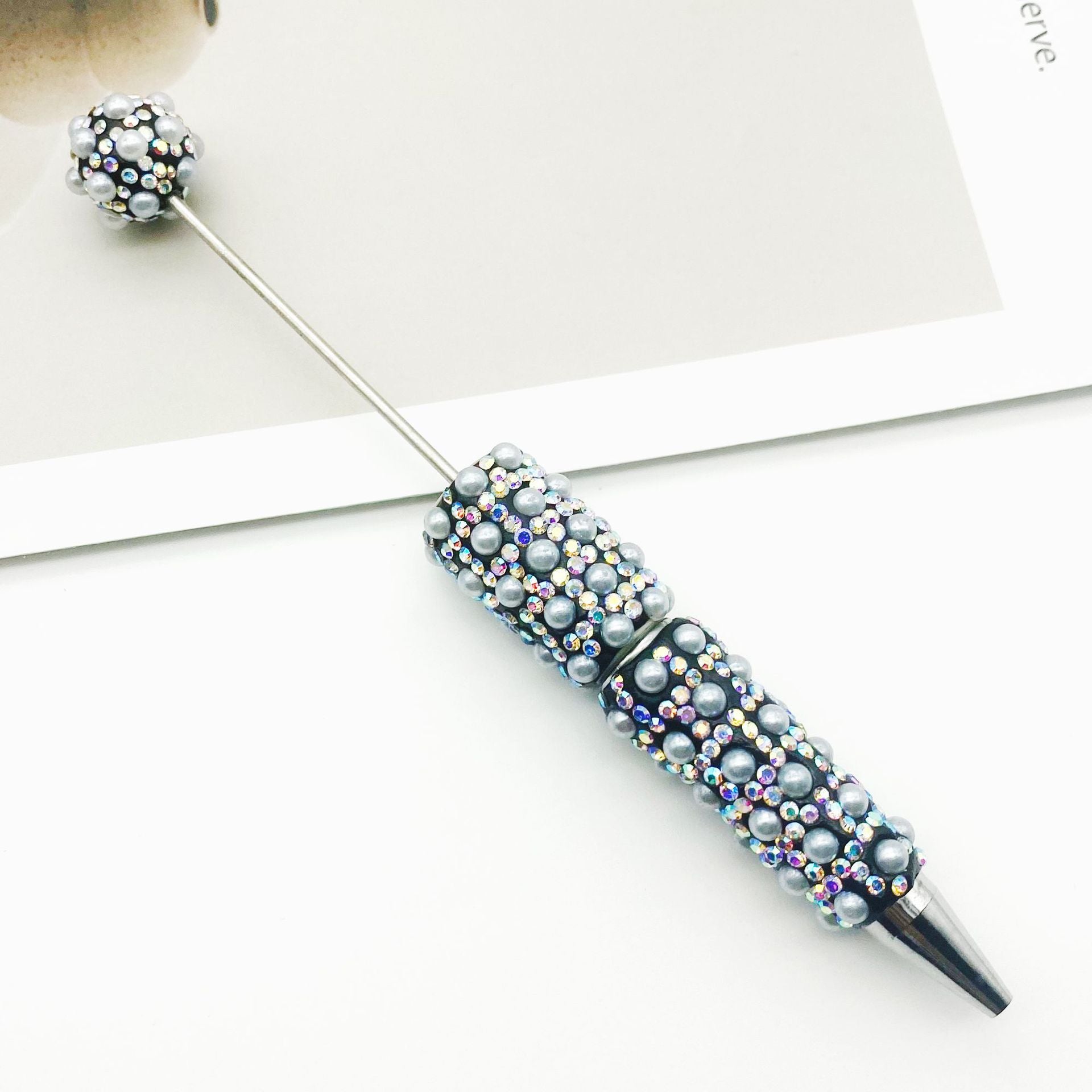 Wholesale Full of Diamonds and Pearls Creative Gradient Bead Piercing DIY Ballpoint Pen