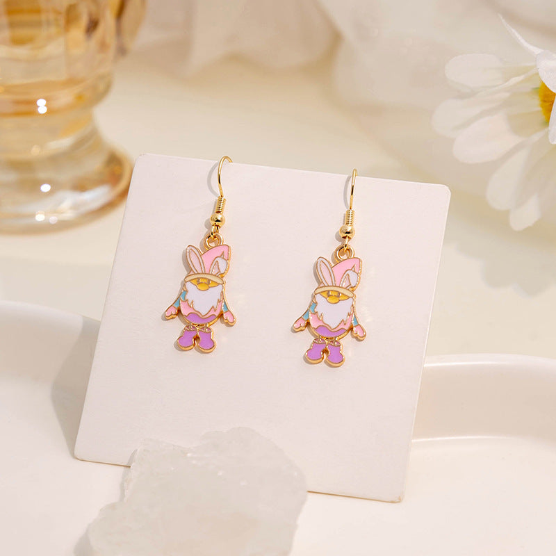 Wholesale Easter egg cartoon rabbit contrasting splicing earrings