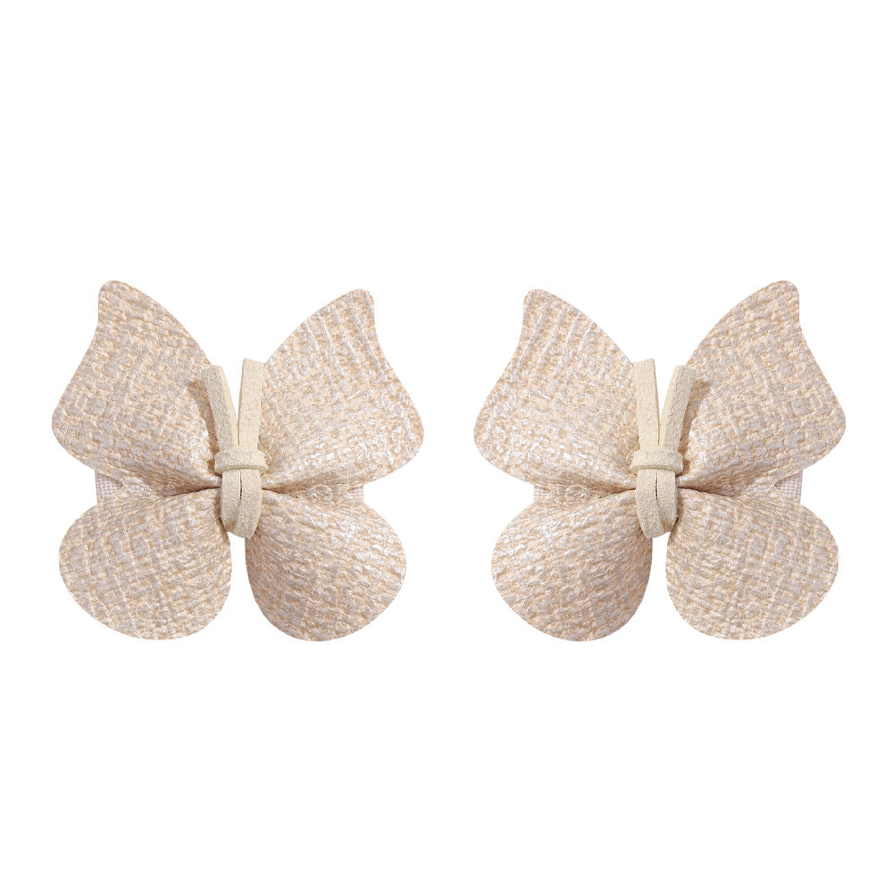 Wholesale PU Leather Handmade Butterfly Hairpin Retro
