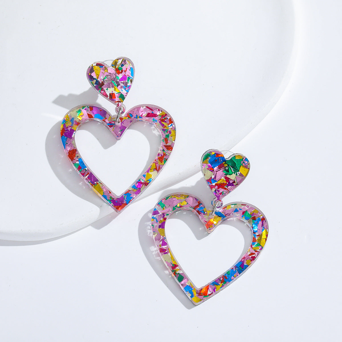 Wholesale Valentine's Day Love Mirror Acrylic Sweet Temperament Personality Earrings