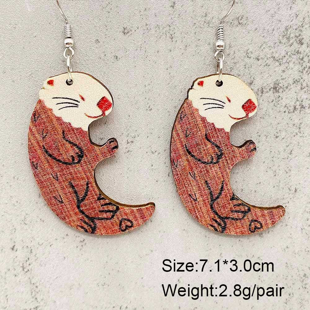 Wholesale Valentine's Day Love Lock Key Wooden Earrings