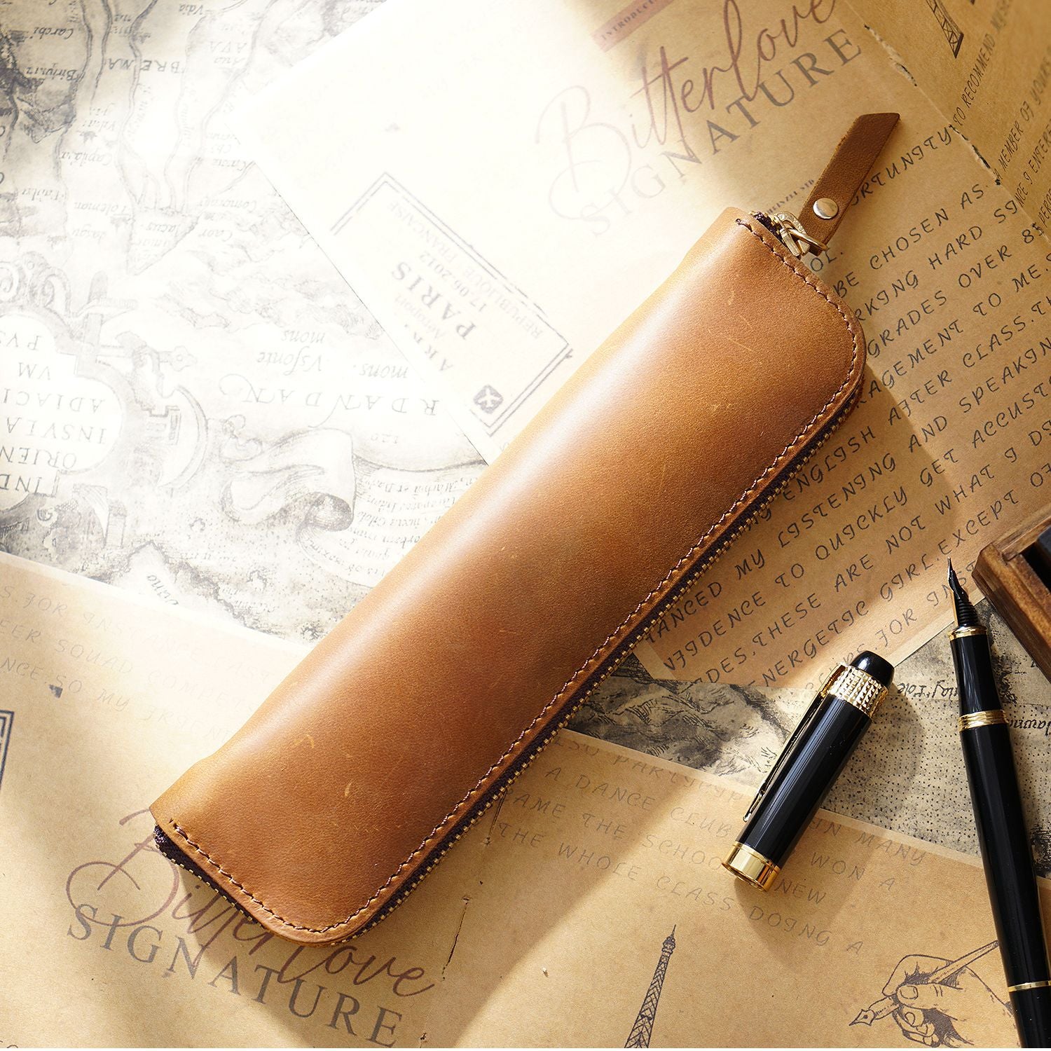 Wholesale Leather Zipper Zipper Mini Small Portable Simple Pen Bag