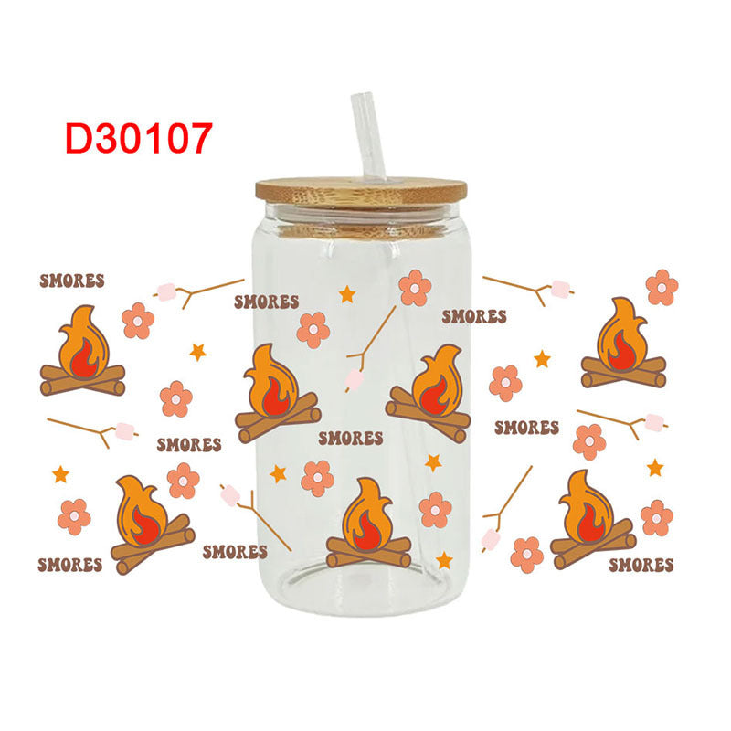 Wholesale Colorful outdoor camping series 16oz Cup UV DTF Wraps