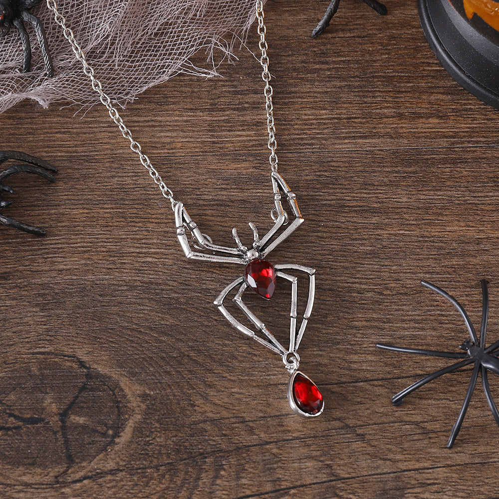 Wholesale Vintage Ruby Spider Dark Gothic Style Exaggerated Personality Necklaces