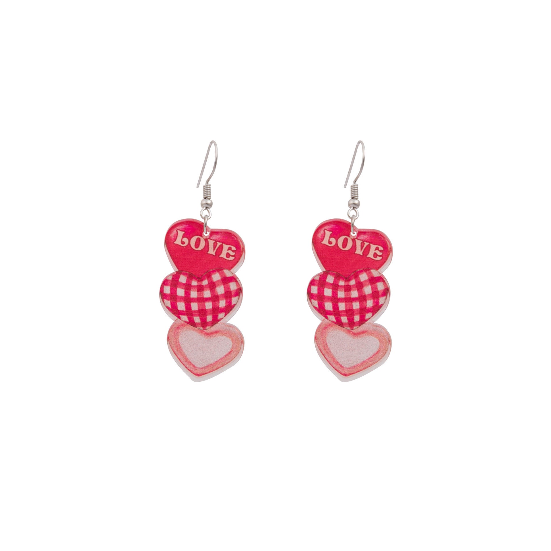 Wholesale  Valentine' s Day Pink Dwarf Flamingo Letter Earrings