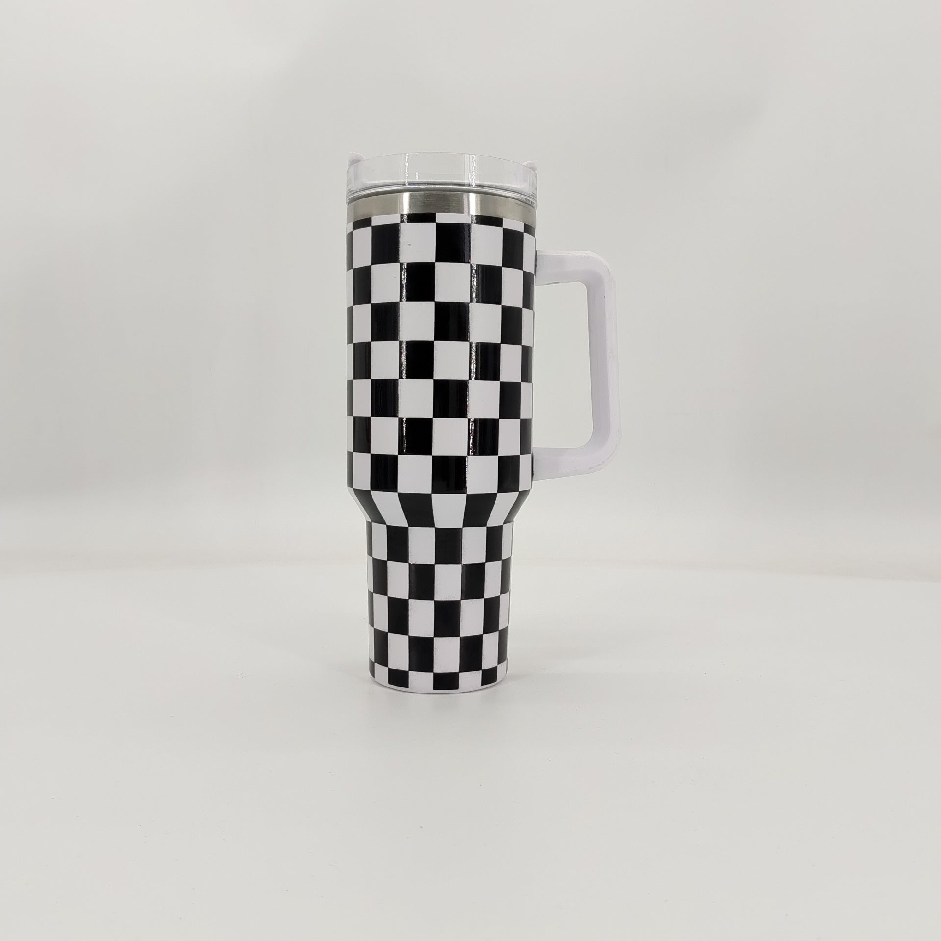 Wholesale Tumbler Checkerboard Double Layer Stainless Steel Large Capacity Ice Bullies Cup