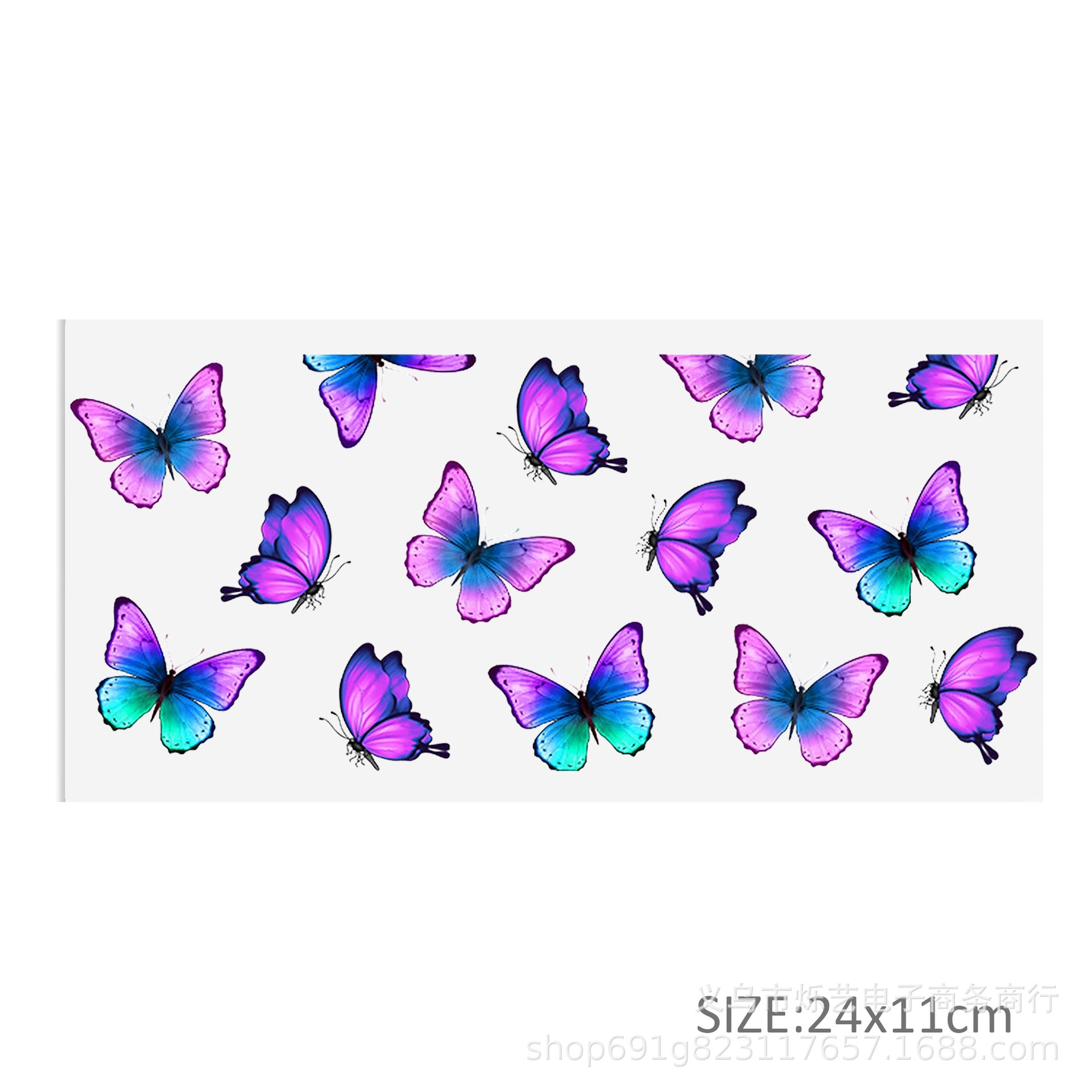 Wholesale 5pcs Butterfly Flower Print UV DTF Transfer Crystal Cup Sticker