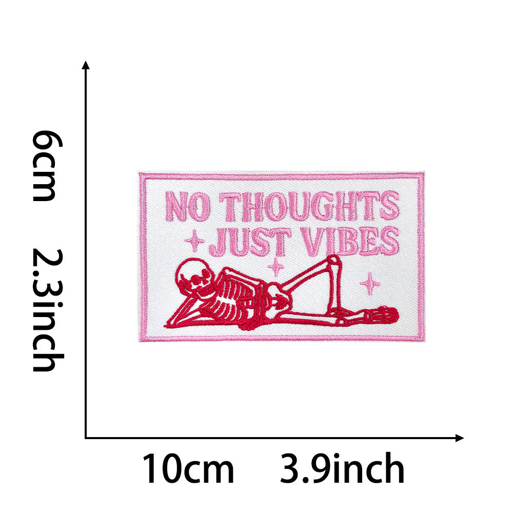 Wholesale Trendy 9 Styles Pink Plaid Letter Embroidered Patches DIY Iron On Applique For Shoes Hats Boutique Resale
