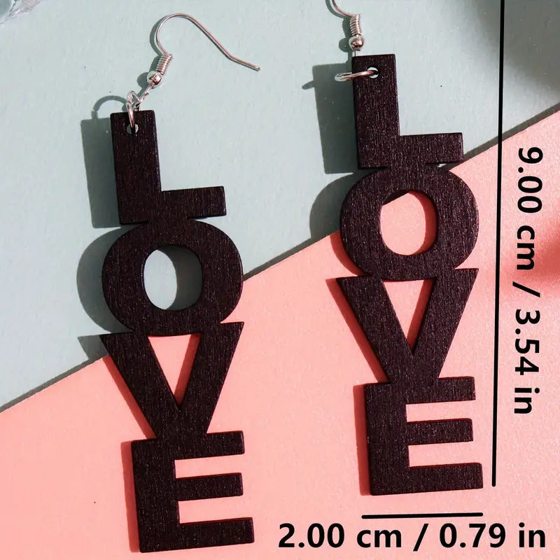 Wholesale LOVE English letter long Valentine' s Day acrylic earrings