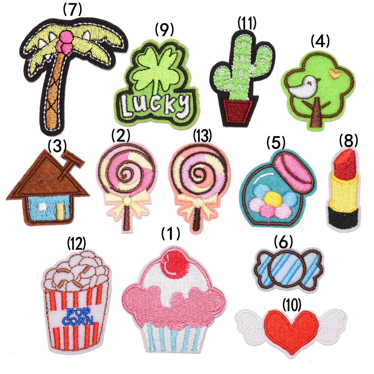 Wholesale Cartoon Embroidered Cloth Patches For Kids Coat Repair 13 Piece Set Trendy DIY Decorative Badges Great Gift And Fashion Accessory