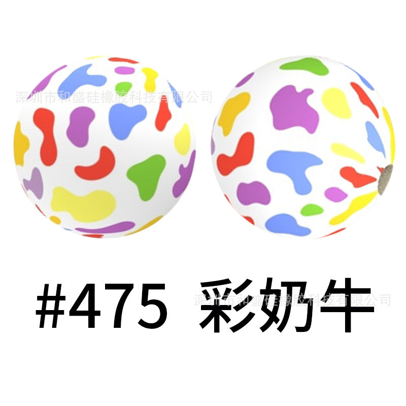 Wholesale 50pcs 16mm Colorful Silicone Water Transfer Beads Print Silicone Beads