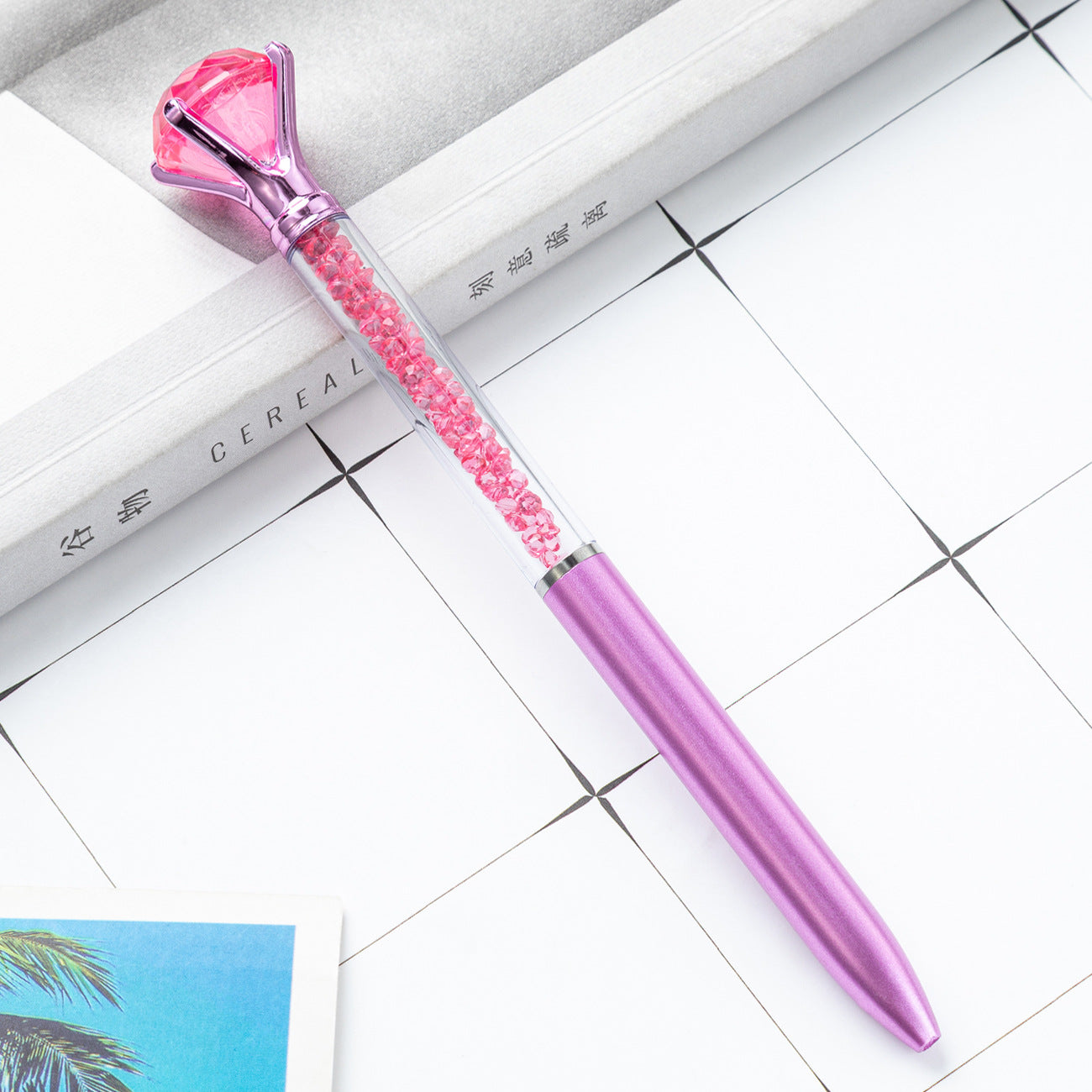 Wholesale Printing Logo Creative Big Diamond Plastic Ballpoint Pen