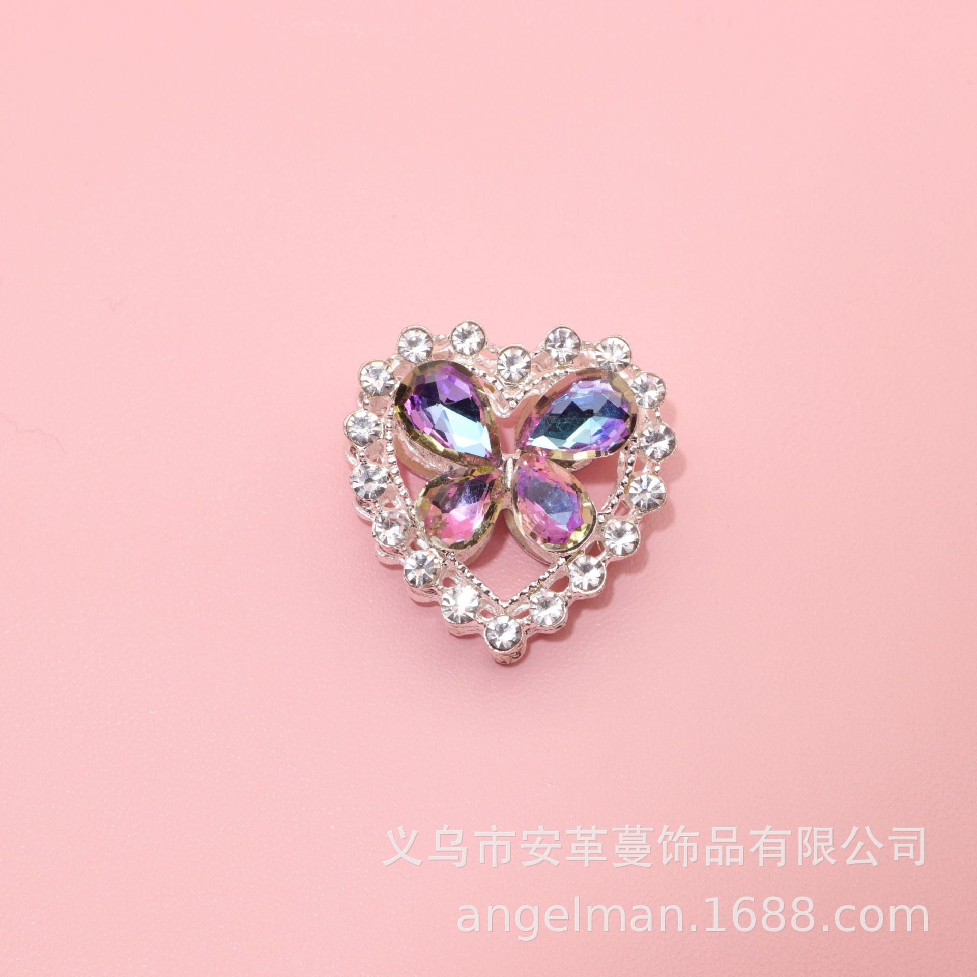 Wholesale Double-sided crystal love heart alloy beads bead accessories