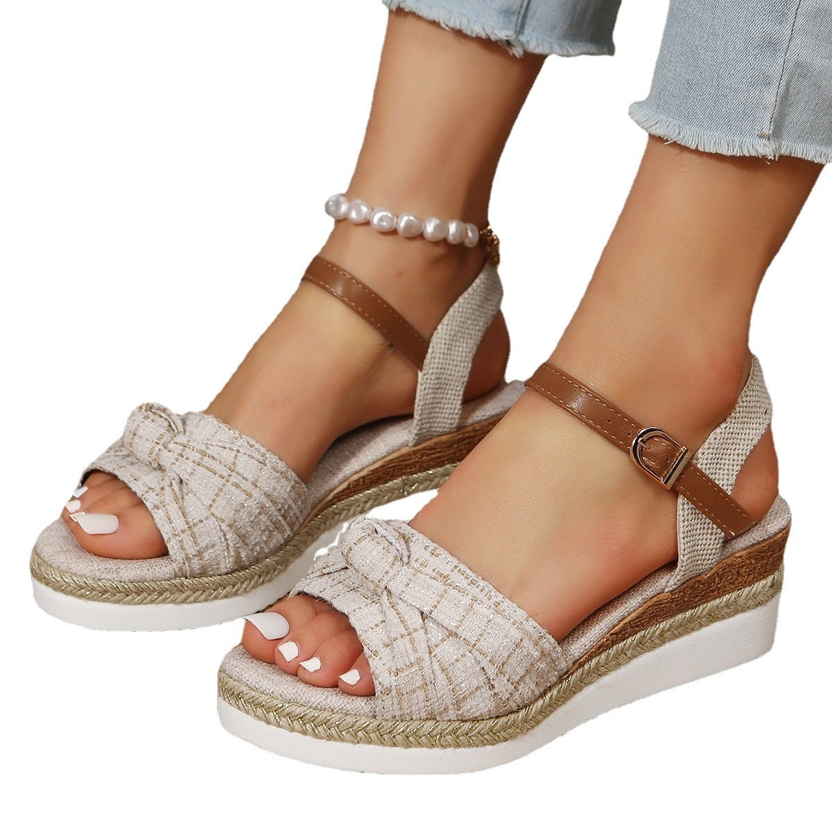 Wholesale Buckle Wedge Platform Sandals