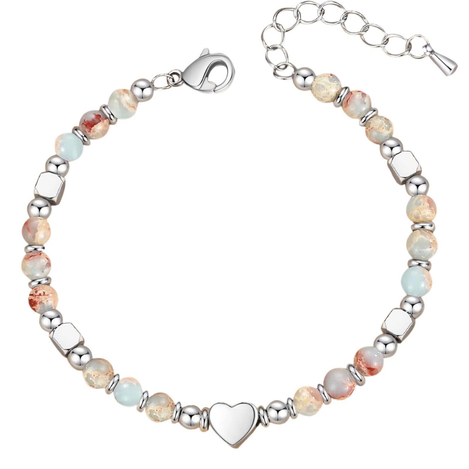 Wholesale Natural Stone Blue Heart Bracelet Fashion Jewelry Accessory Everyday Gift