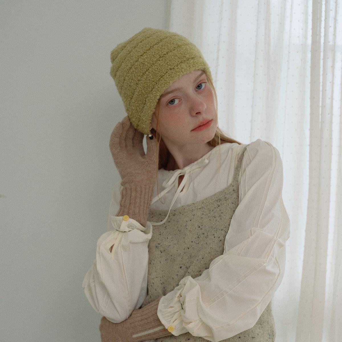 Wholesale Embossed Striped Solid Soft Wool Beanie