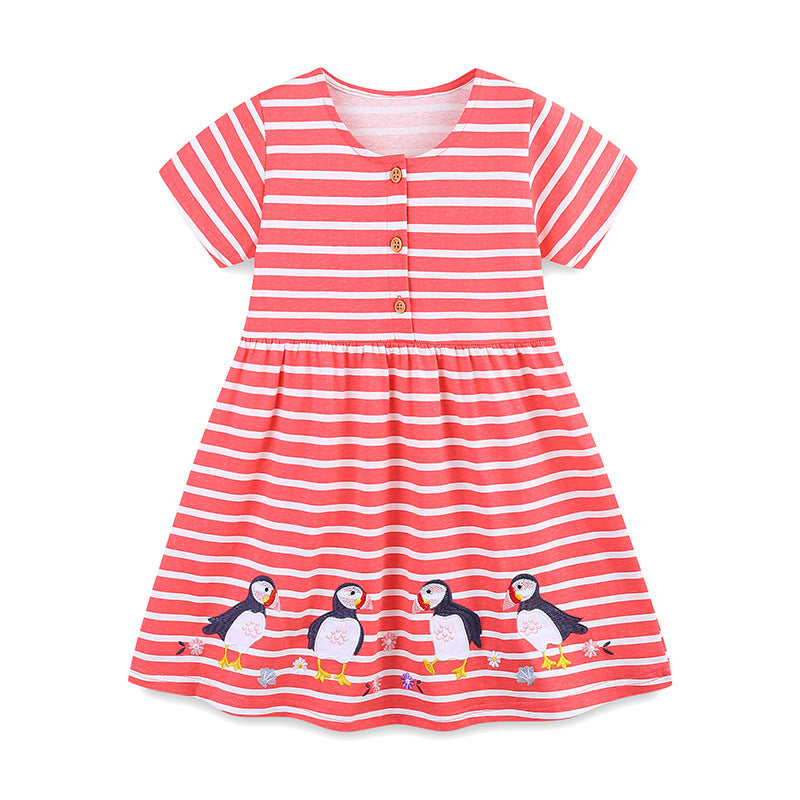 Wholesale Rabbit Embroidery Girls Sleeveless Cotton Princess Dress European Style Boutique