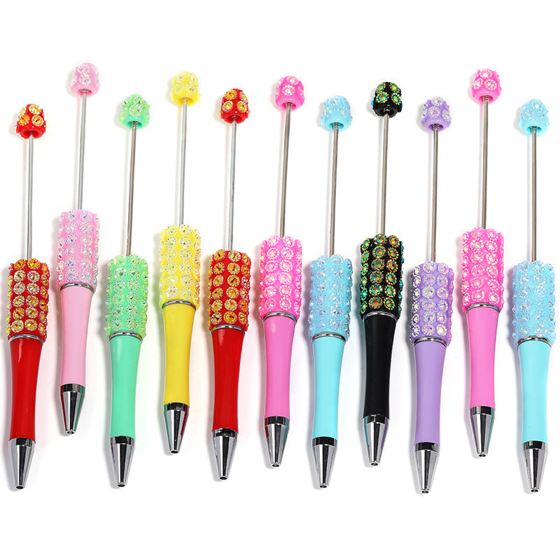 Wholesale 10pcs Heavy Industries Colorful Lace Resin Diamond DIY Multi Color Plastic Rotary Ballpoint Pen