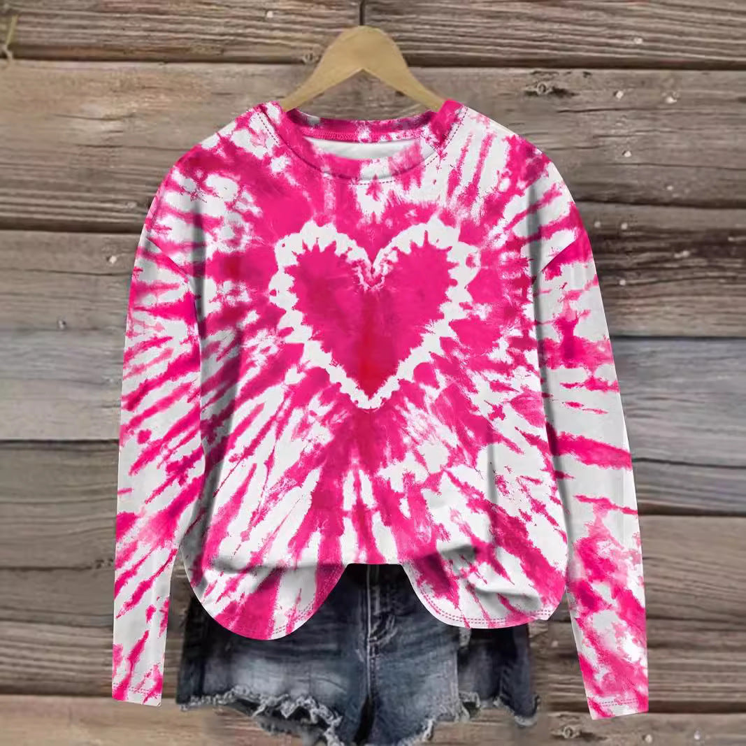 Wholesale Valentine's Day Women's Top Autumn and Winter Casual Printed Round Neck Long Sleeve T-Shirt