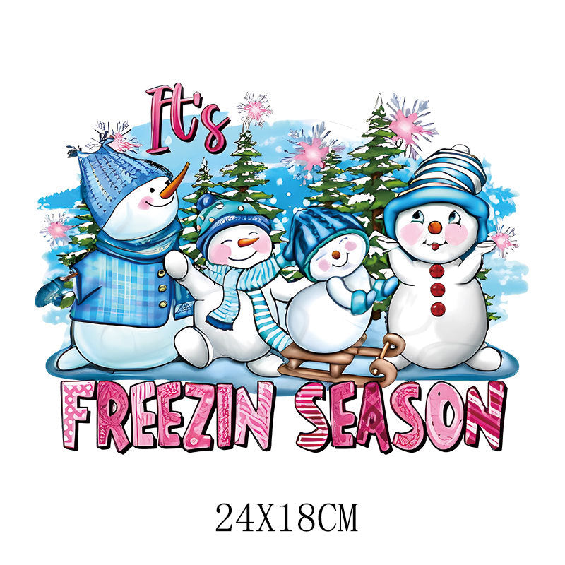 Wholesale Christmas snowman cartoon heat transfer  UV DTF Ready to Press Transfers Wraps
