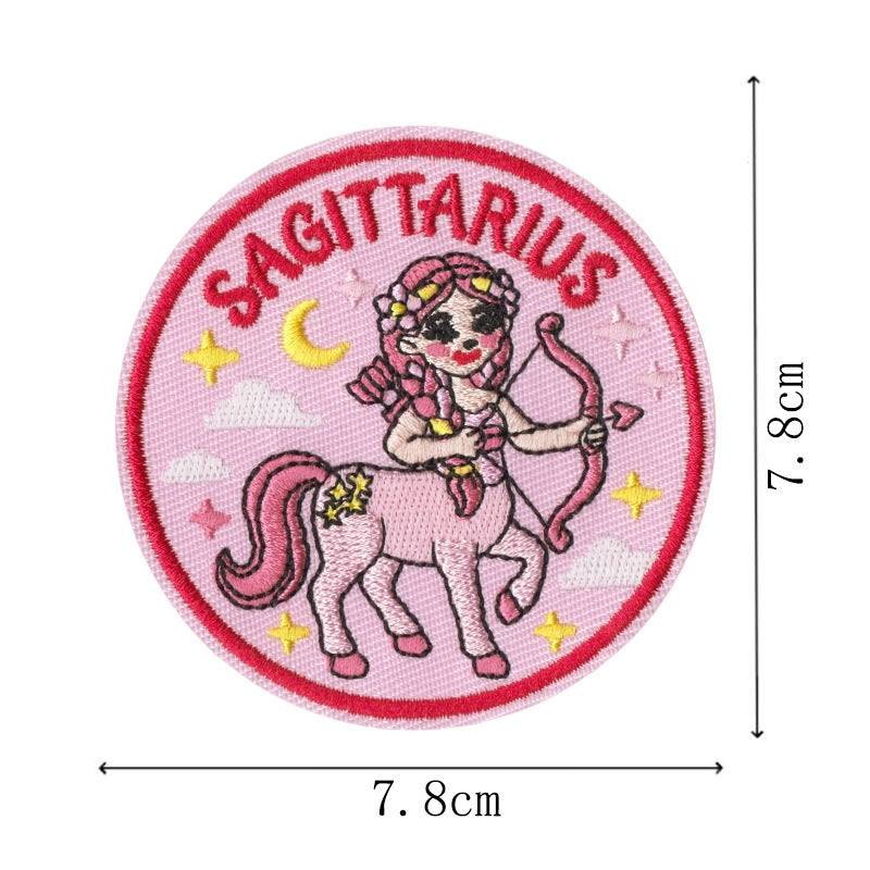 Wholesale Retro Zodiac Embroidered Iron On Patches Set Of 12 Trendy Contion Badges For ets Bags DIY Craft Fashion Accessory