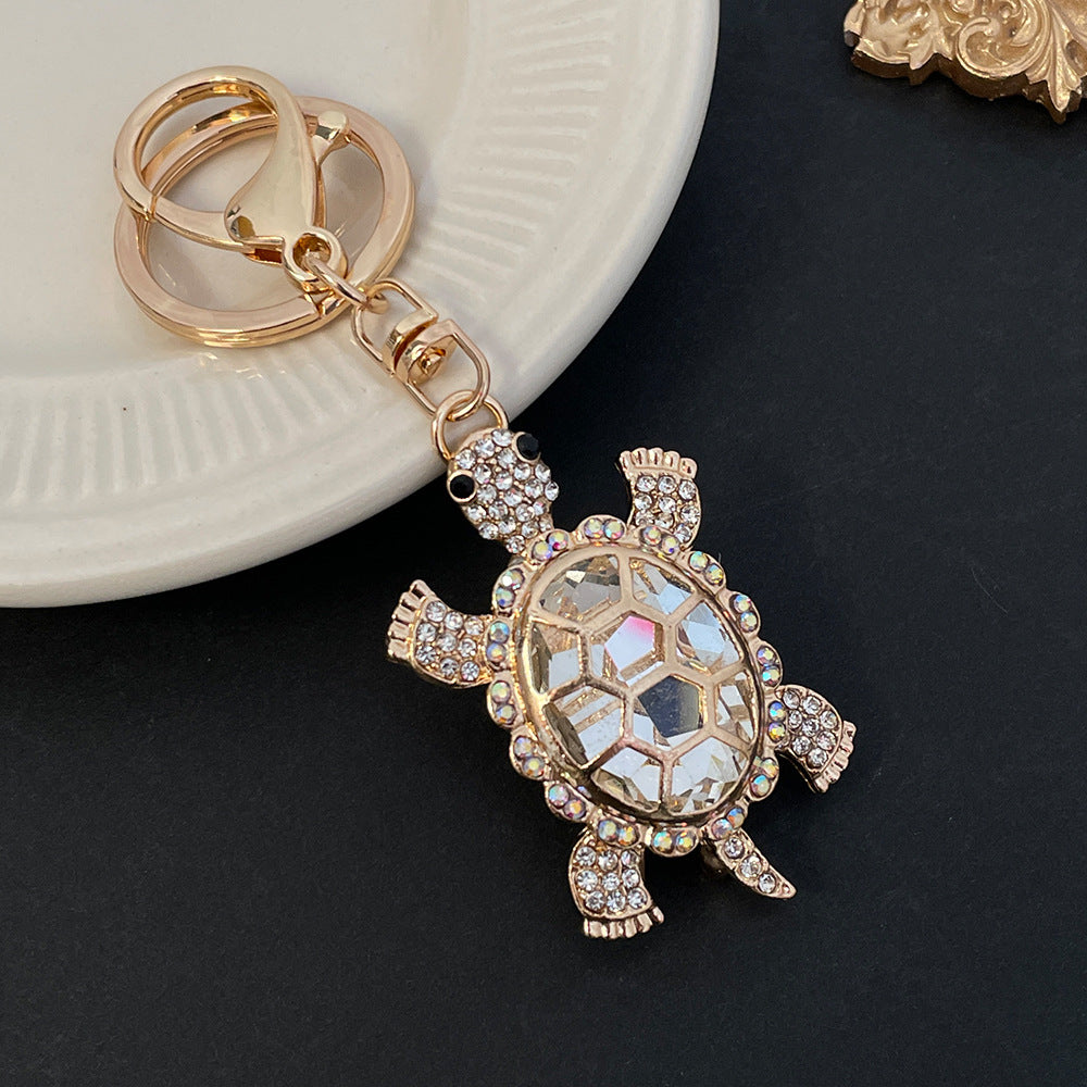 Wholesale Colorful Rhinestone Metal Cute Turtle Keychain