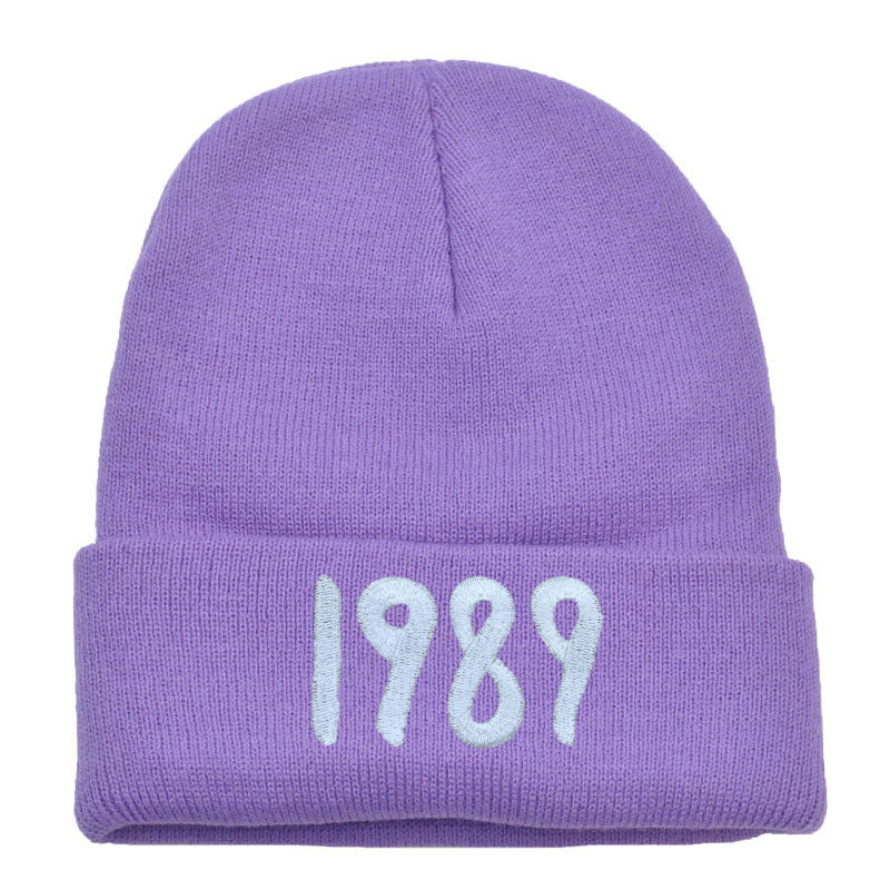 Wholesale Acrylic 1989 Embroidered Knitted Hat Warm Woolen Hat