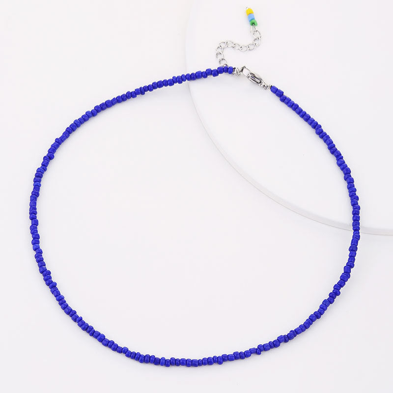 Wholesale Gut Handwoven Glass Beads Tassel Necklace Fashion Stacked Wearing Style Clavicle Chain