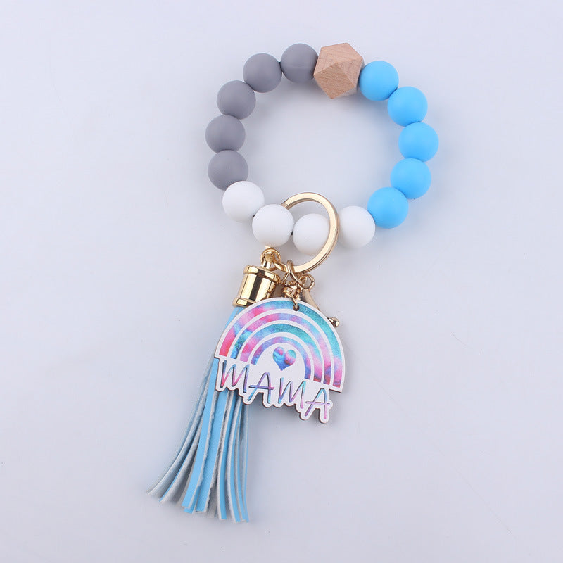 Wholesale Mother's Day Tassel Bracelets with Silicone Keychains