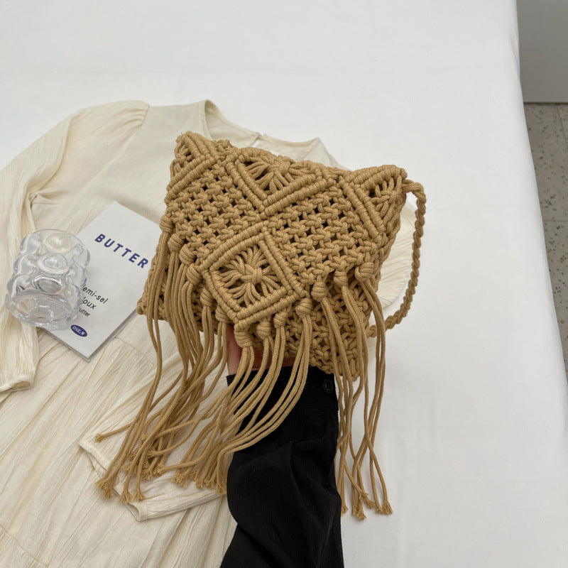 Wholesale Bohemian Tassel Cotton Straw Woven Bag Crossbody Bag Beach Bag