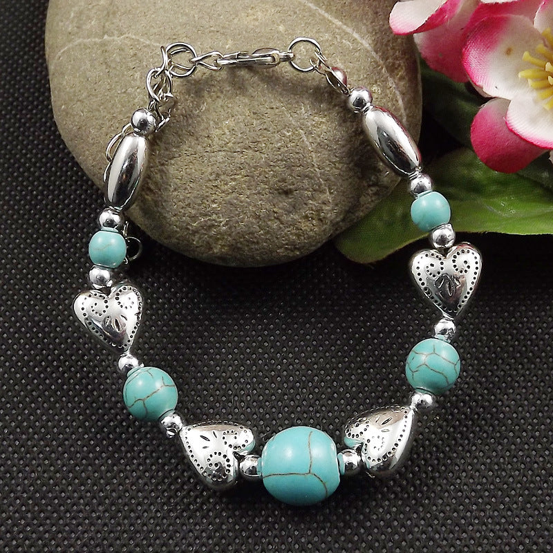 Wholesale Nepalese Retro Ethnic Style Turquoise Alloy Bracelet