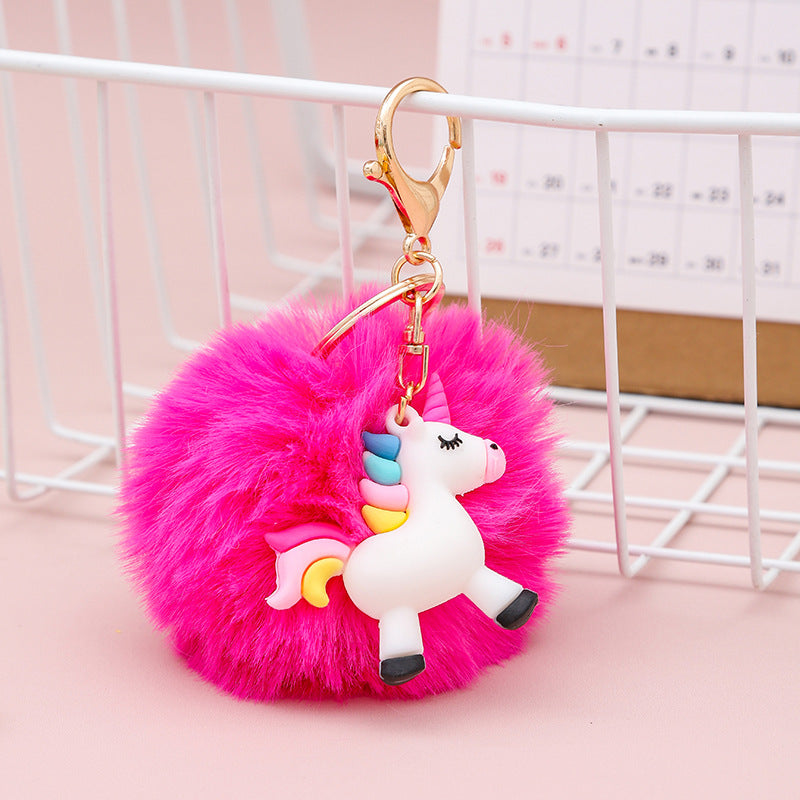 Wholesale Cute Hairball Rainbow Horse Keychain