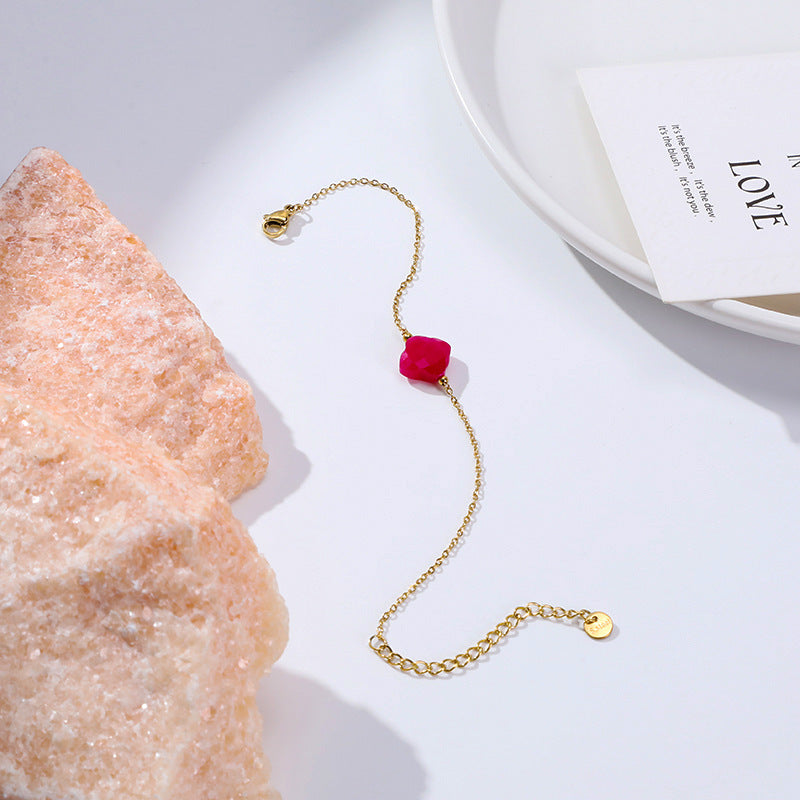 Wholesale Gold Plated Stainless Steel Freshwater Natural Stone Bracelet