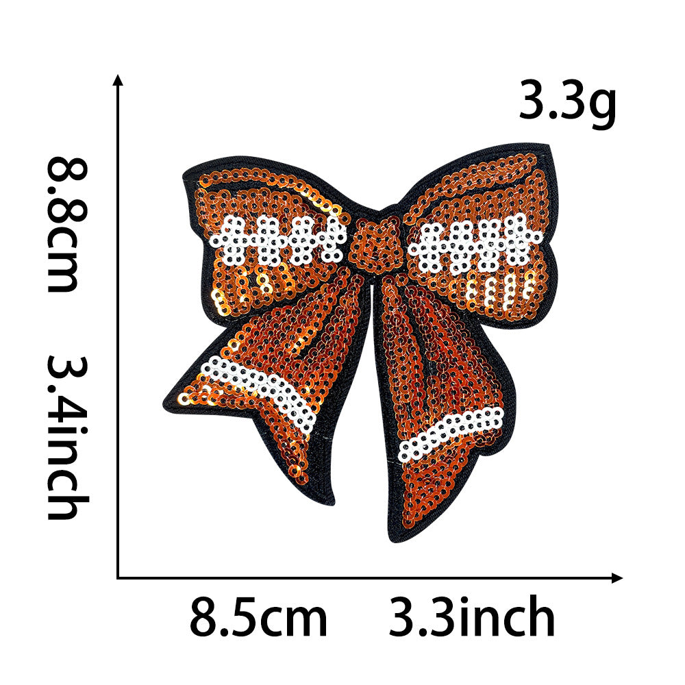 Wholesale Trendy Blue Ball Sequin Embroidered Patch With Bow Iron On Adhesive For Coats DIY Fashion Accessory Gift