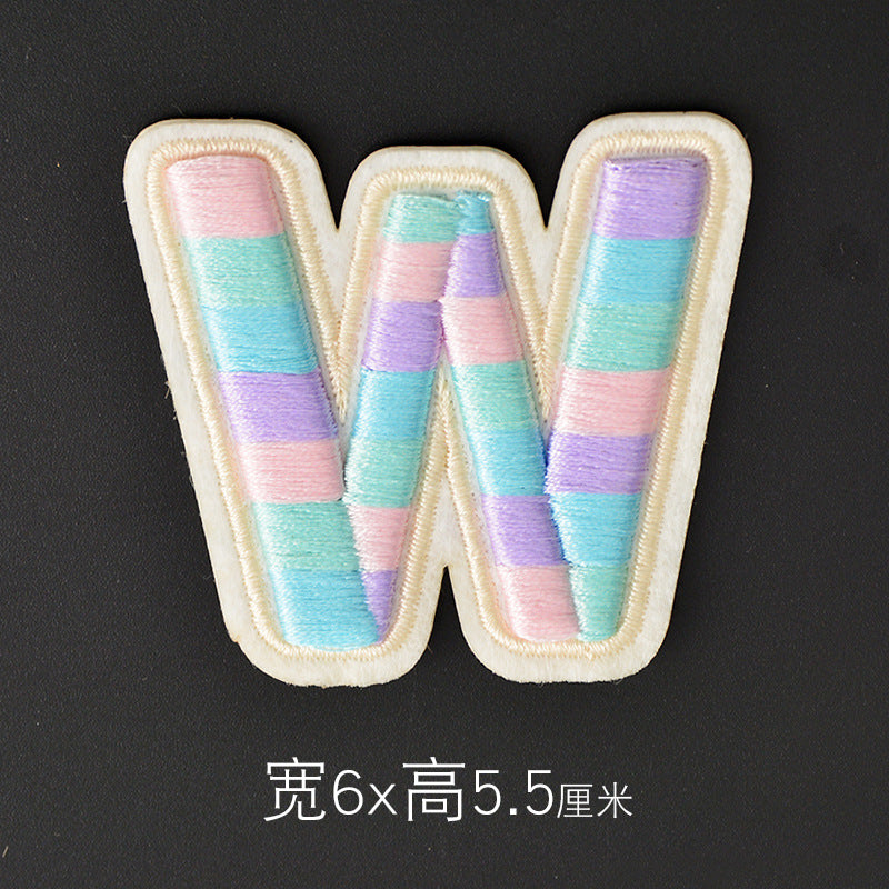 Wholesale Polyester 3D Embroidered Letter Patches Rainbow Self Adhesive DIY Fabric Appliques For Clothing Bags Shoes Hats Boutique Resale