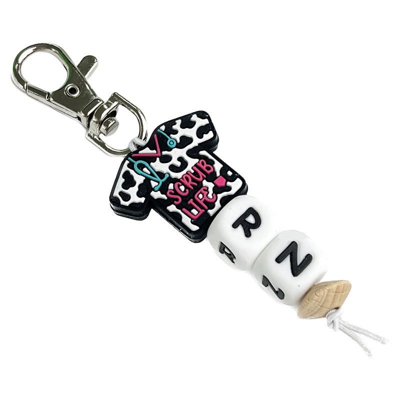 Wholesale Nurse Day Keychain Nurse Clothing Medical Gift Silicone Alphabet Bead Key Set Bag Pendant