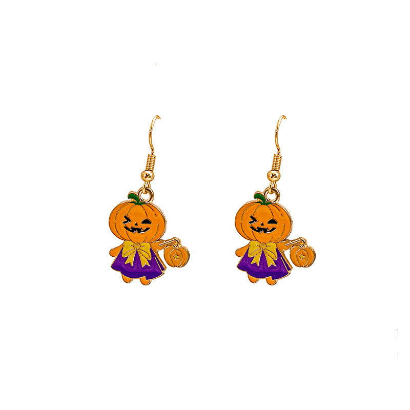 Wholesale Halloween Bat Pumpkin Funny Horror Skull Eye Earrings