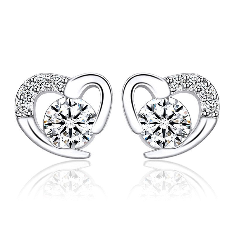 Pendientes de cobre de corazón de plata de plata mayorista