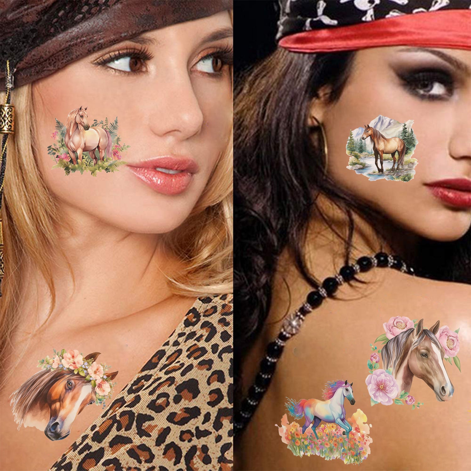 Wholesale 10pcs Children' s Cartoon Fun Horse Temporary Tattoo Stickers