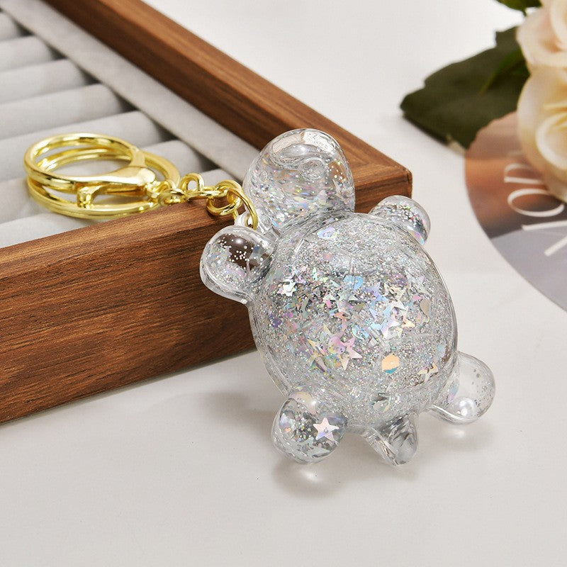 Wholesale Acrylic flowing sand turtle keychain
