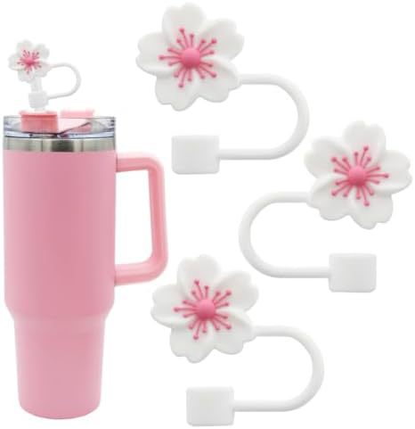 Wholesale 5pcs  Begonia silicone straw cover 10mm reusable straw plug