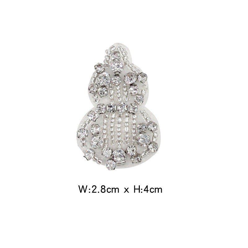 Wholesale Decorative Gourd Shaped Crystal Bead Embroidery Patch DIY Craft Supply For Clothing Bags Towels