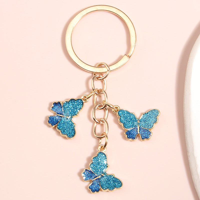 Wholesale Three Color Butterfly Diamond Crystal Metal Keychain