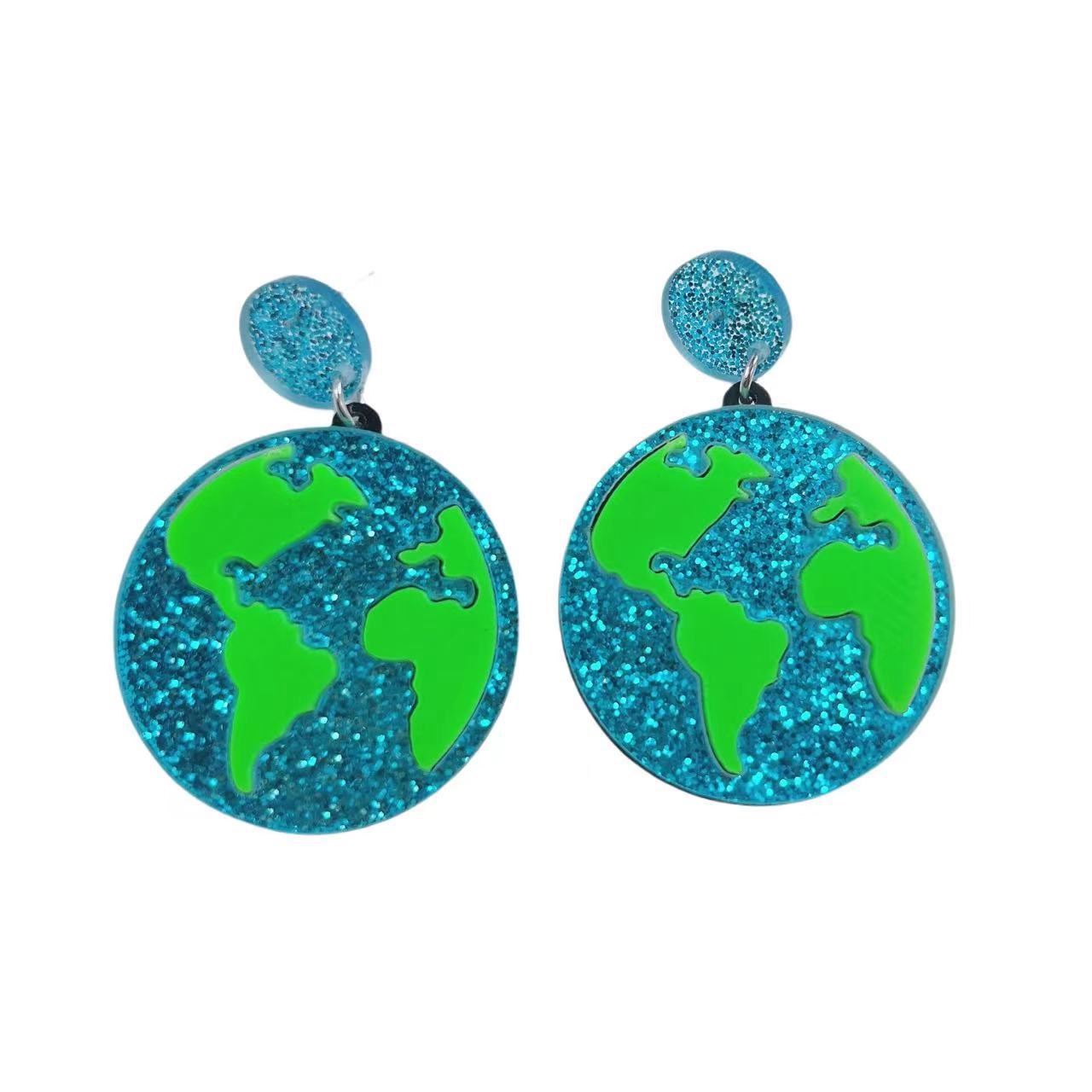 Wholesale Earth Eco-Friendly Glitter Acrylic Round Earrings