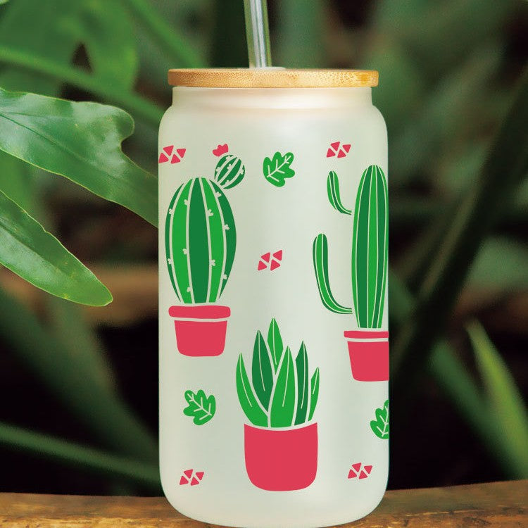 Wholesale Green succulent cactus 16oz Cup UV DTF Wraps