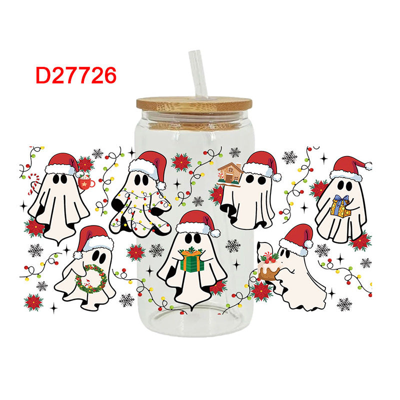 Wholesale Christmas Snowman Bell Series 16oz Cup UV DTF Wraps